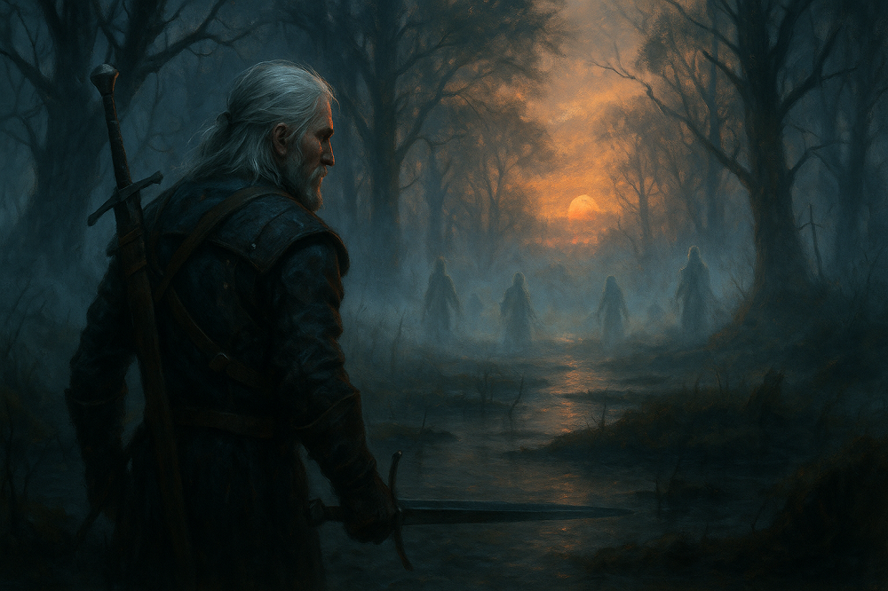 Najlepsze gry fantasy na Nintendo Switch – 10 światów, które pochłoną Cię bez reszty 7 Geralt w mgle Velen – bagna i zrujnowane wioski.