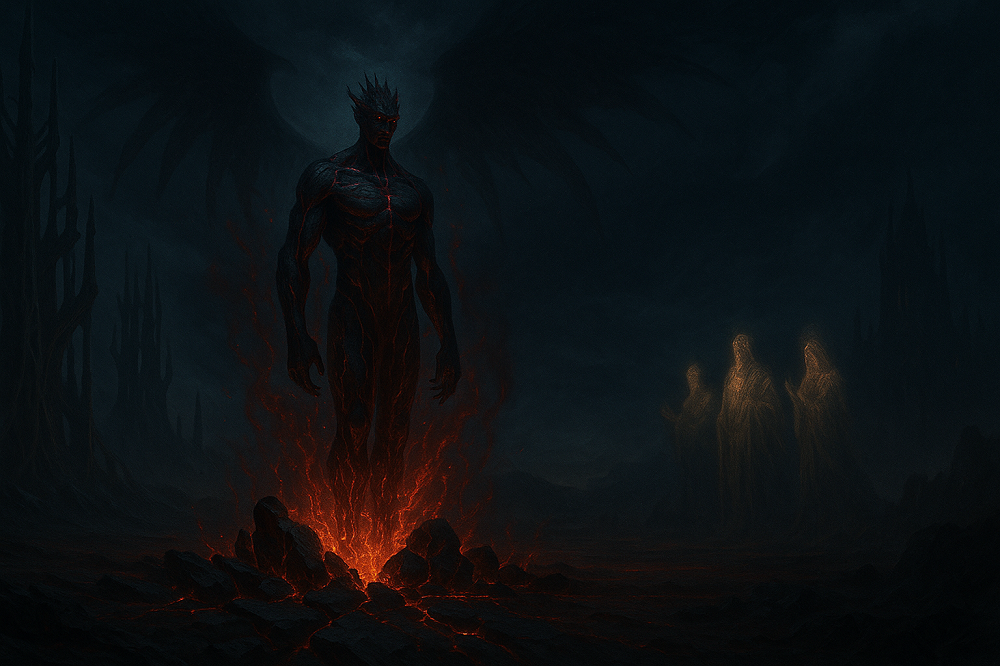 Rozdział VIII: Kraina Popiołów (Opowieść o Ganondorfie) 4 Malgaros wstaje z czarnego kamienia w pradawnym świecie Hyrule, istota zrodzona z cienia, krwi i ognia, obserwowana z przerażeniem przez bogów.